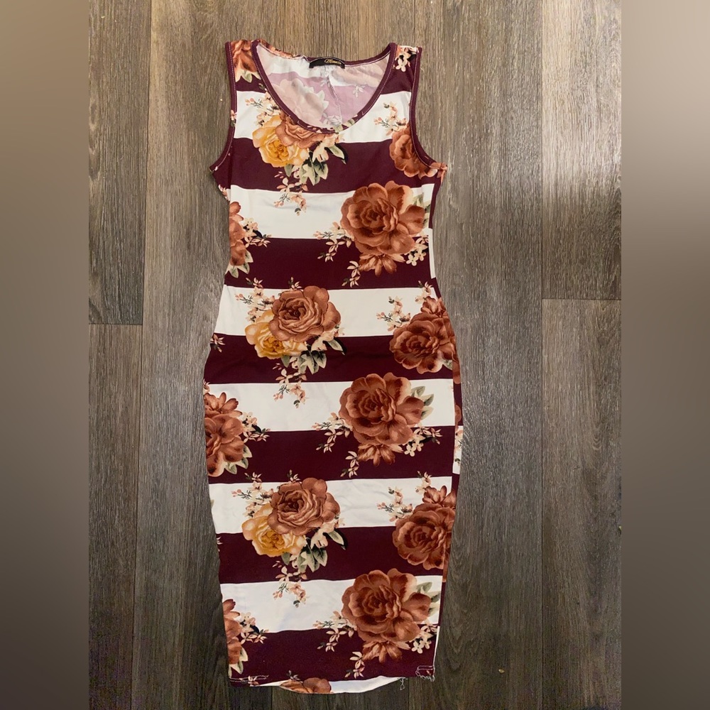 Minette Floral Striped Body Con Dress
